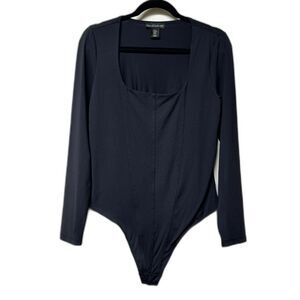 HOUSE OF HARLOW 1960 Black Square Scoop Neck Bodysuit, Sz XL